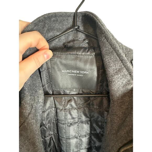 NWT Andrew Marc Dunbar Military Melton Wool Coat Charcoal Gray Small - Picture 7 of 15